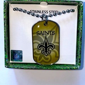 NFL New Orleans Saints Stainless Steel pendant with chain.